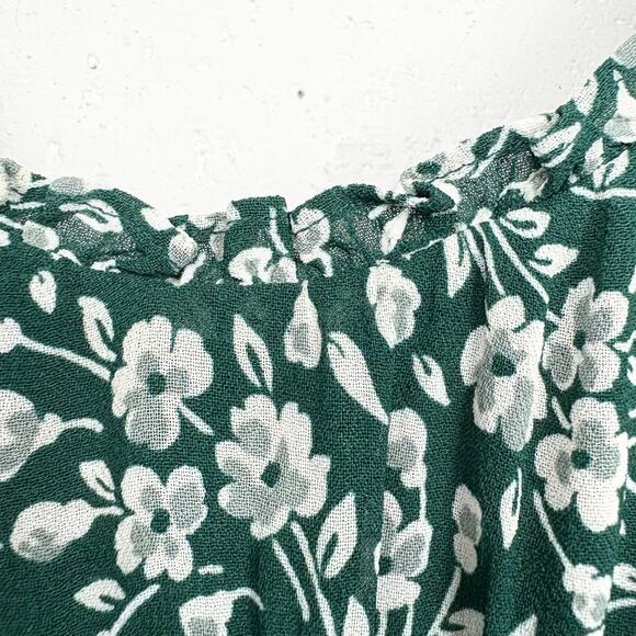Reformation Esther Green Floral Mini Dress Ruffle Scoop Neck Adjustable Straps 0 - Picture 11 of 14